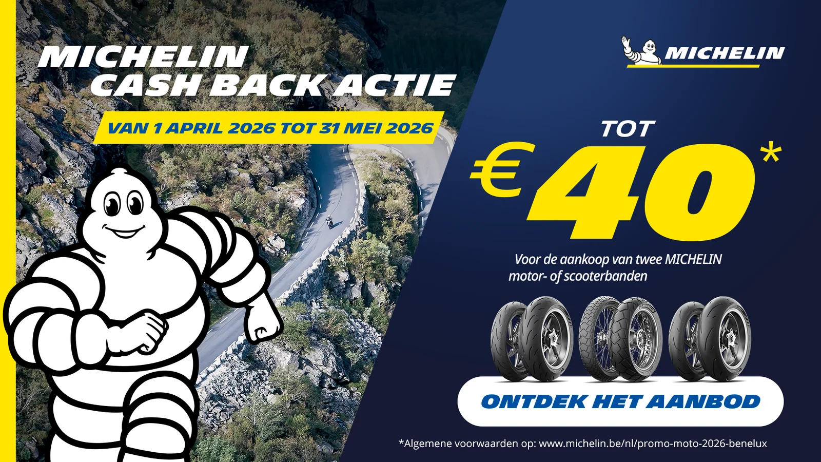 Bespaar tot €40 op Michelin motorbanden!