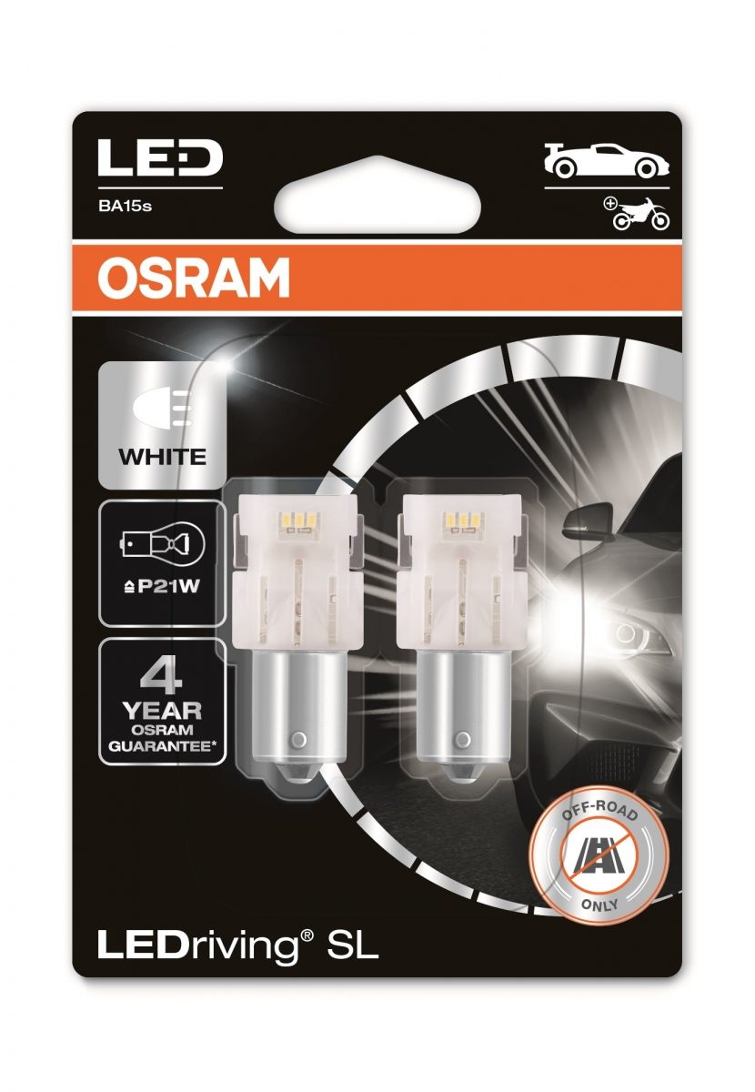 12V 1,9W P21W BA15S LED WHITE 6000K 2-PK