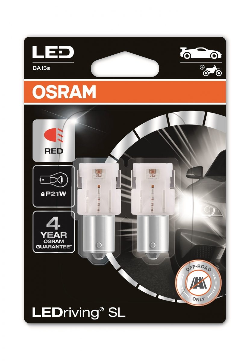 12V 1,9W P21W BA15S LED RED 2-PK