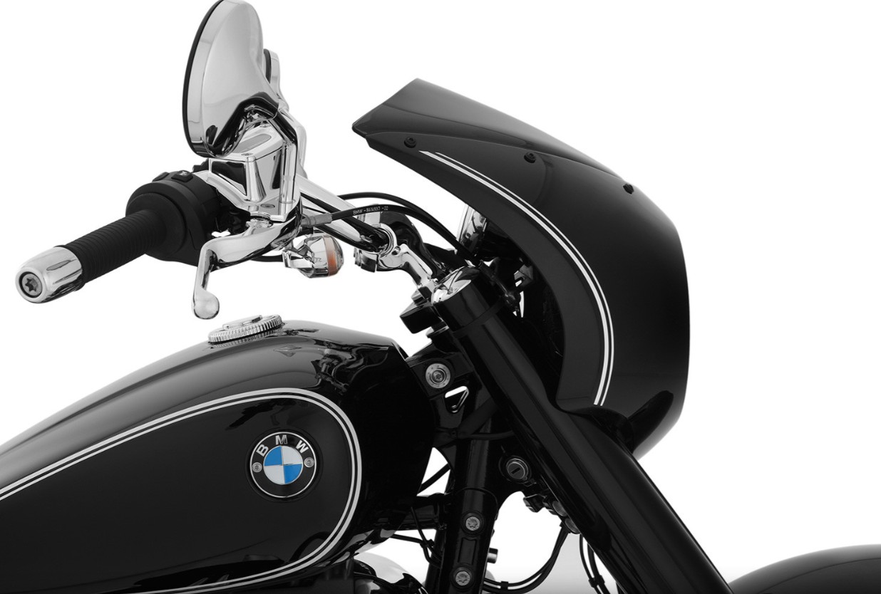 Wunderlich BMW R 18 "Rock 'n' Roll" Koplampkuip Blackstorm Metallic met witte bies/Blackstorm Metall