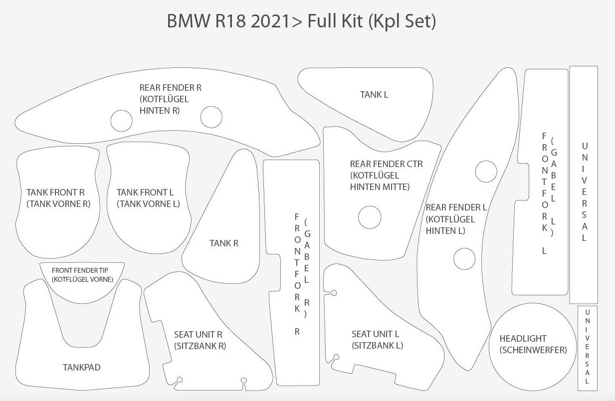 Wunderlich BMW R 18 Lakbeschermfolie complete set transparant