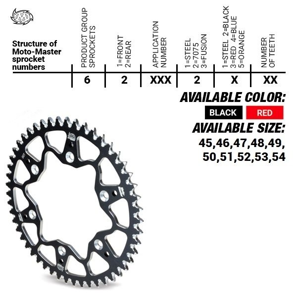 REAR ALU 52T, RED, 520