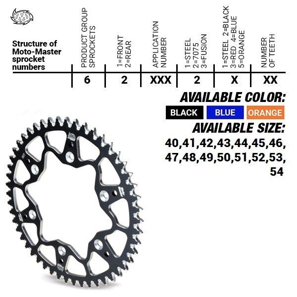 REAR ALU 49T, ORANGE, 520