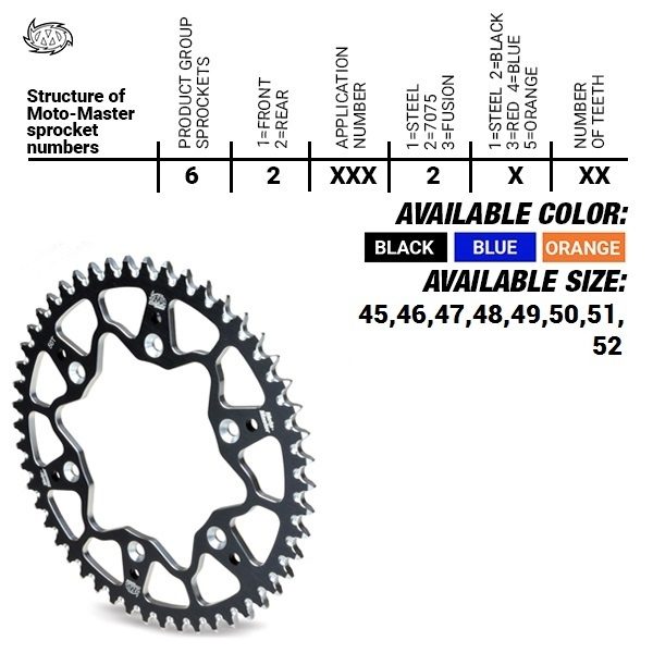 REAR ALU 52T, BLACK, 428