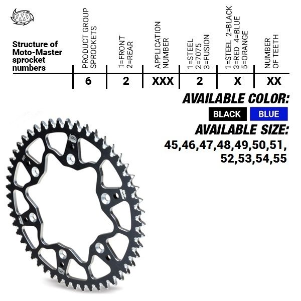 REAR ALU 49T, BLACK, 428