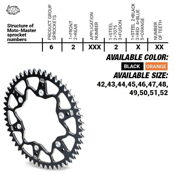 REAR ALU 52T, BLACK, 420
