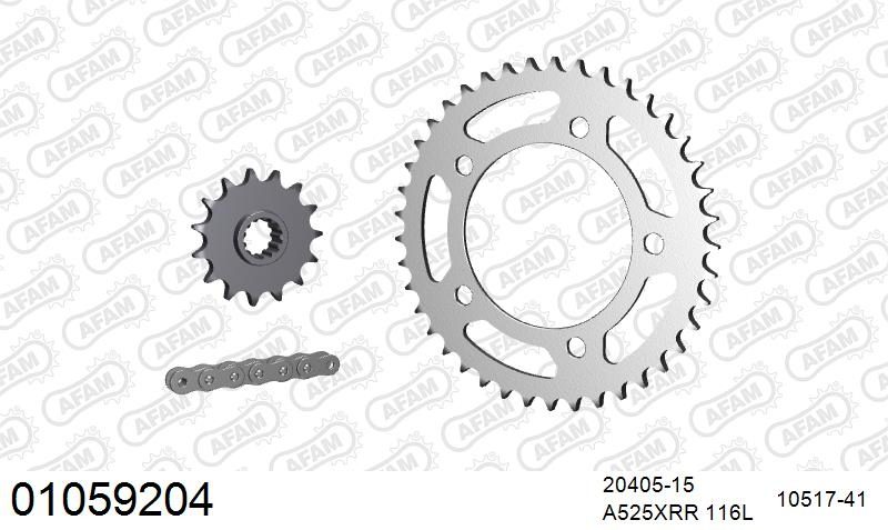 525XMR3 116 MRS (RIVET) & SPROCKETS
