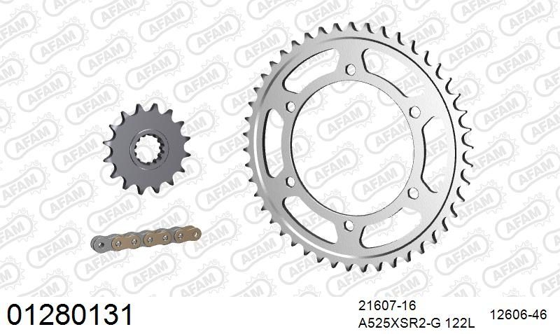 525XSR2 122 MRS (RIVET) GOLD & SPROCKETS