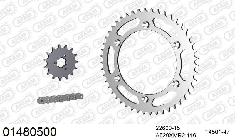 520XMR3 116 MRS (RIVET) & SPROCKETS