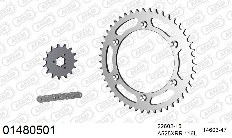 525XMR3 116 MRS (RIVET) & SPROCKETS
