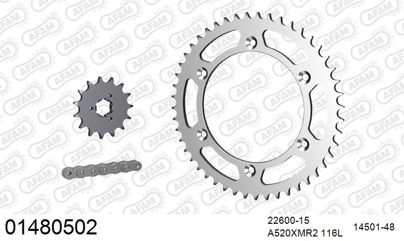 520XMR3 116 MRS (RIVET) & SPROCKETS