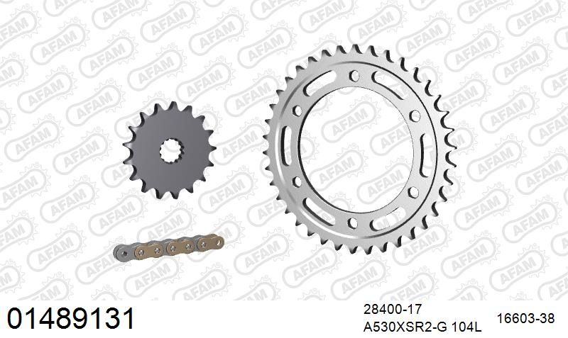 530XSR2 104 MRS (RIVET) GOLD & SPROCKETS