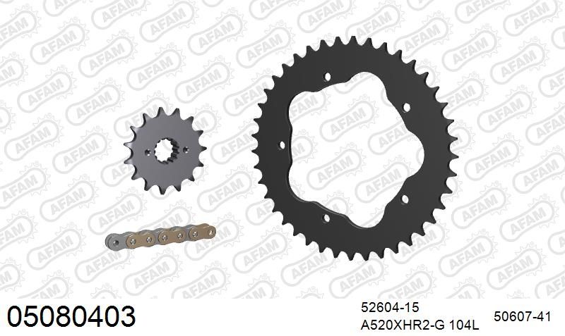 520XHR2 104 MRS (RIVET) GOLD & SPROCKETS