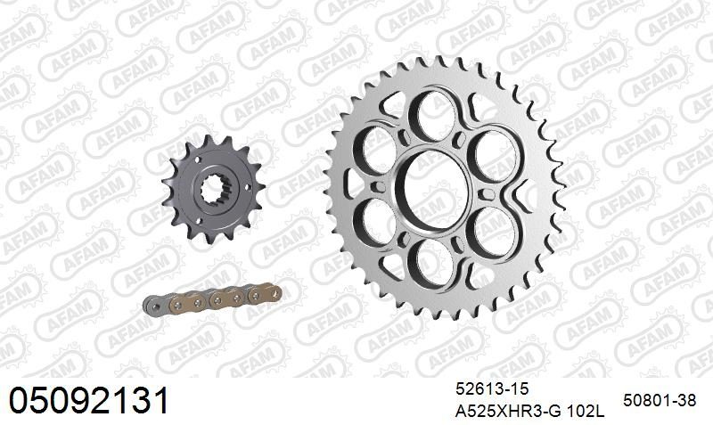 525XHR3 102 MRS (RIVET) GOLD & SPROCKETS