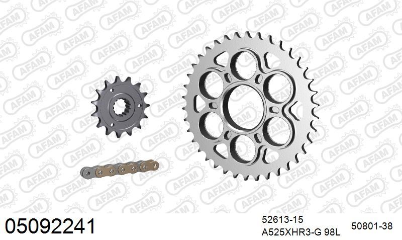 525XHR3 98 MRS (RIVET) GOLD & SPROCKETS