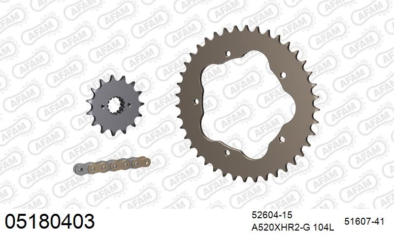 520XHR2 104 MRS (RIVET) GOLD & SPROCKETS