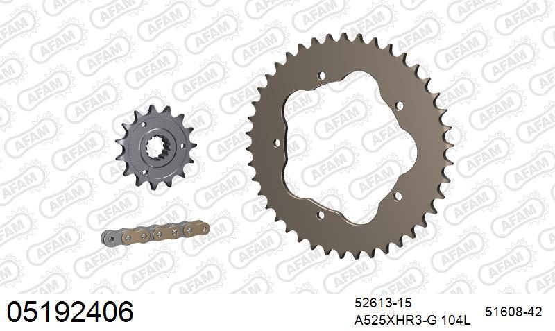 525XHR3 104 MRS (RIVET) GOLD & SPROCKETS