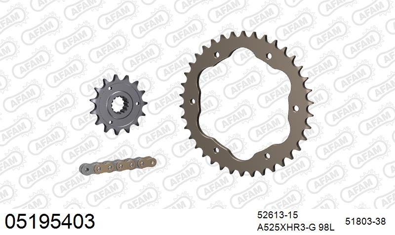 525XHR3 98 MRS (RIVET) GOLD & SPROCKETS