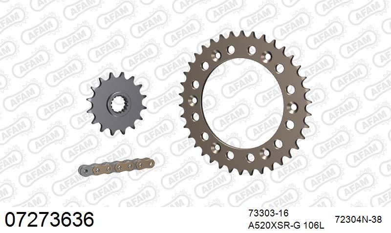 520XSR 106 MRS (RIVET) GOLD & SPROCKETS