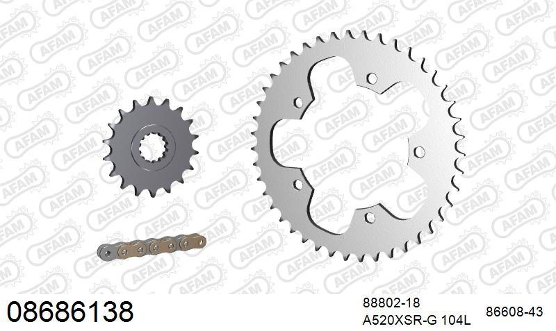 520XSR 104 MRS (RIVET) GOLD & SPROCKETS
