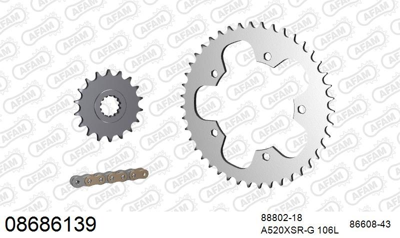 520XSR 106 MRS (RIVET) GOLD & SPROCKETS