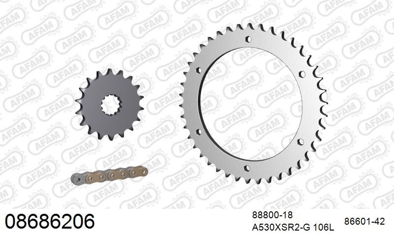 530XSR2 106 MRS (RIVET) GOLD & SPROCKETS