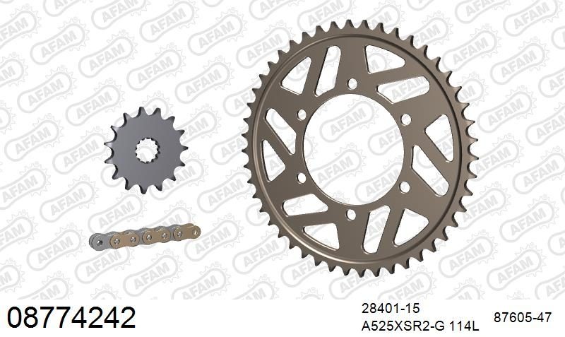 525XSR2 114 MRS (RIVET) GOLD & SPROCKETS