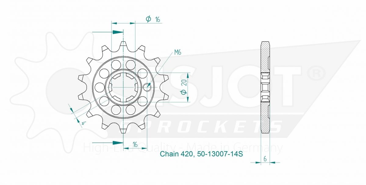 FRONT 14T, LIGHT, 420