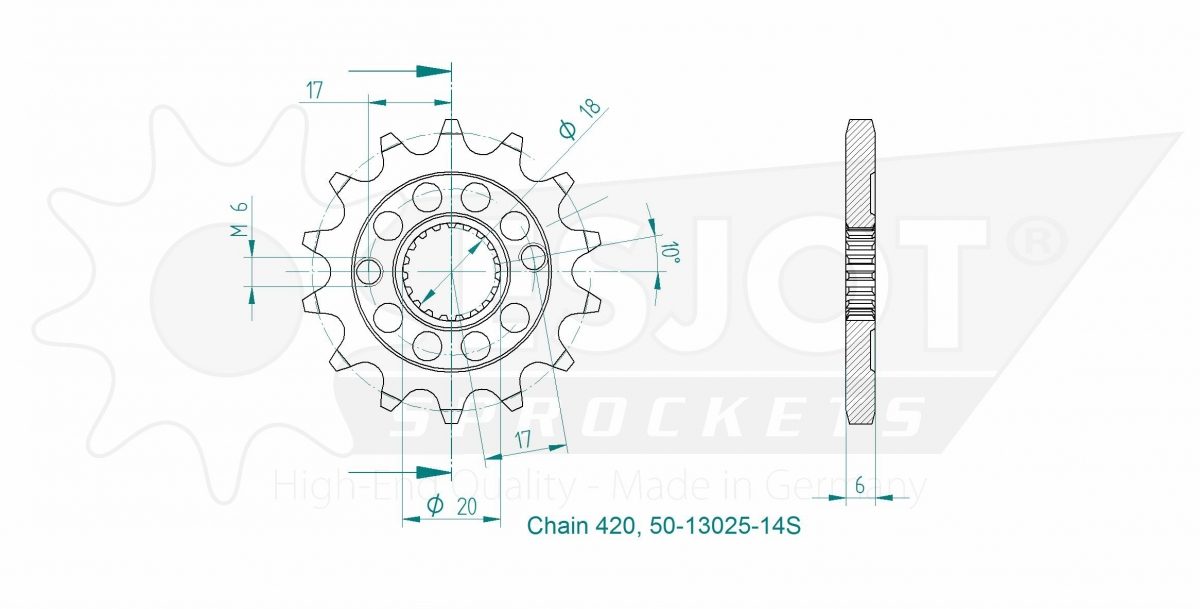 FRONT 14T, LIGHT, 420