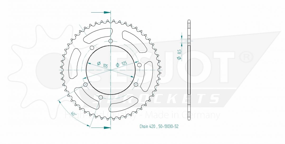 REAR STEEL 52T, 420