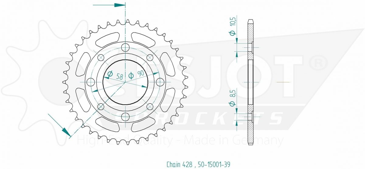 REAR STEEL 39T, 428
