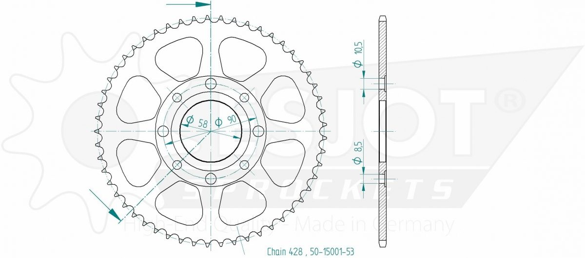 REAR STEEL 53T, 428