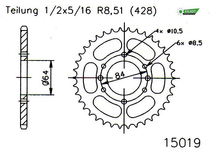 FRONT 14T, LIGHT, 428