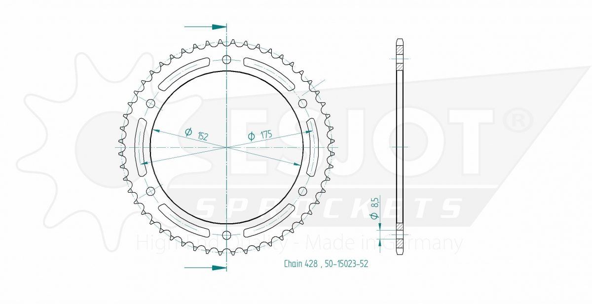 REAR STEEL 52T, 428