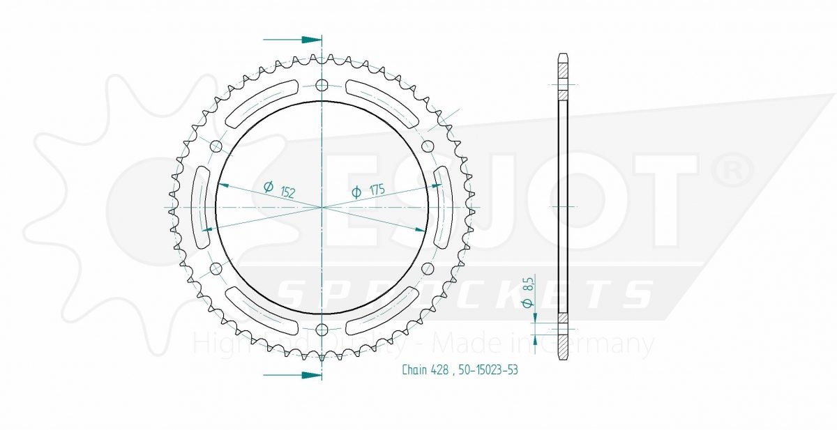 REAR STEEL 53T, 428