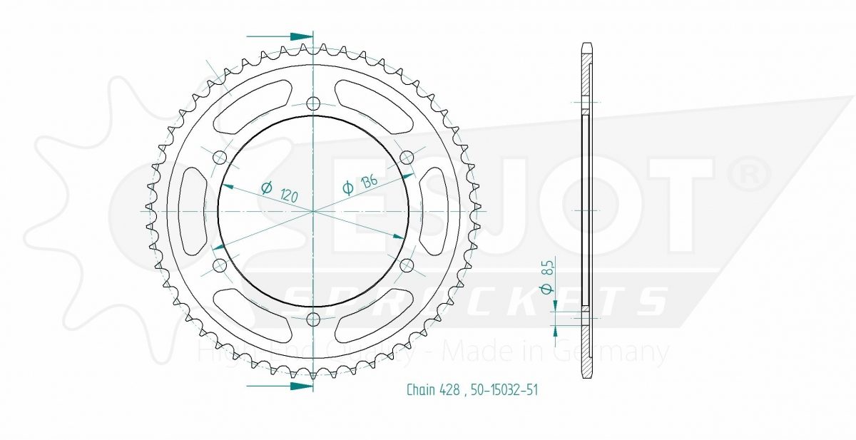 REAR STEEL 51T, 428