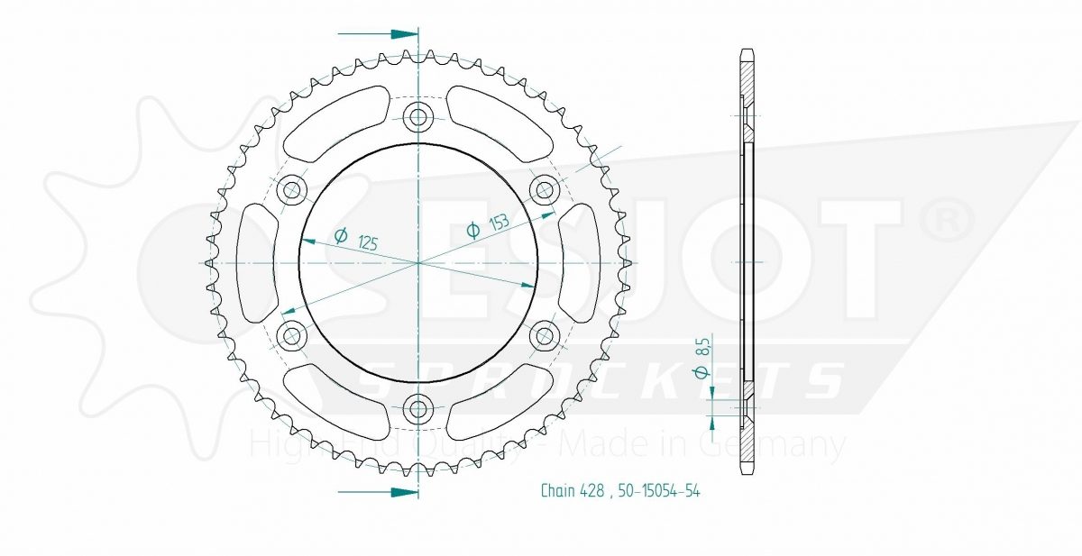 REAR STEEL 54T, 428