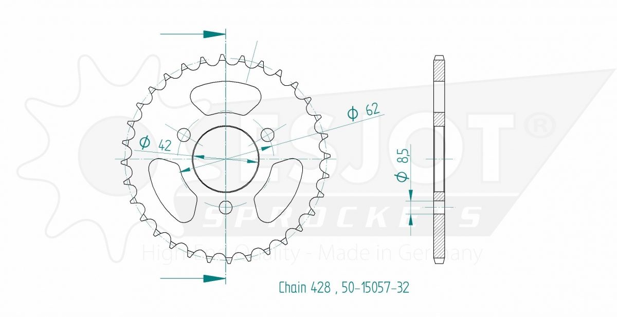REAR STEEL 32T, 428