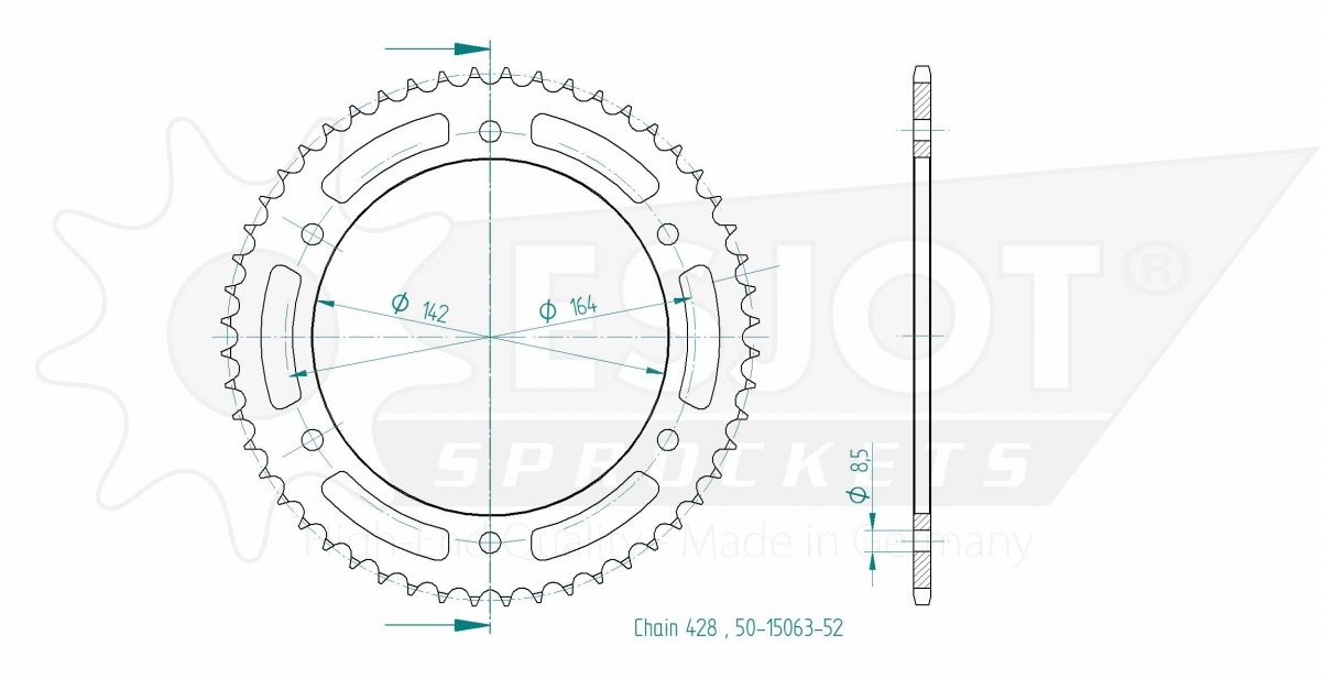 REAR STEEL 52T, 428