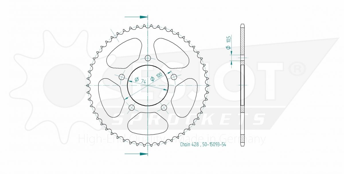 REAR STEEL 54T, 428