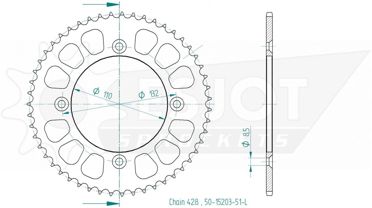 REAR STEEL 51T, 428