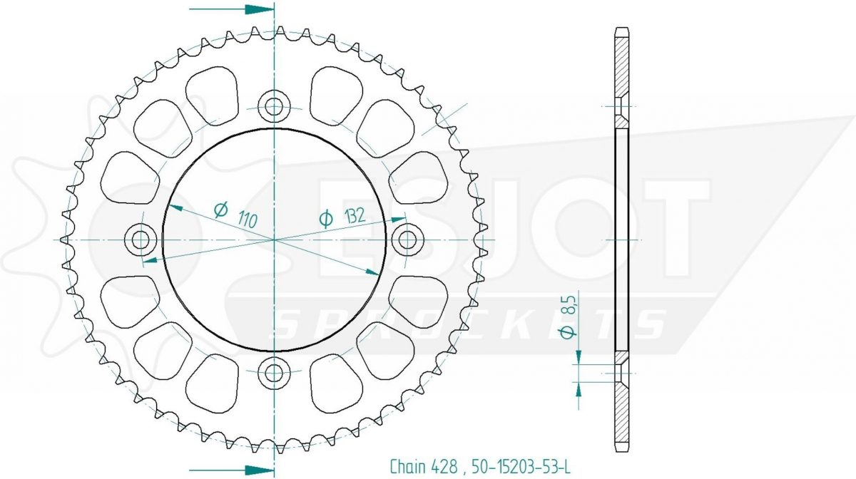 REAR STEEL 53T, 428