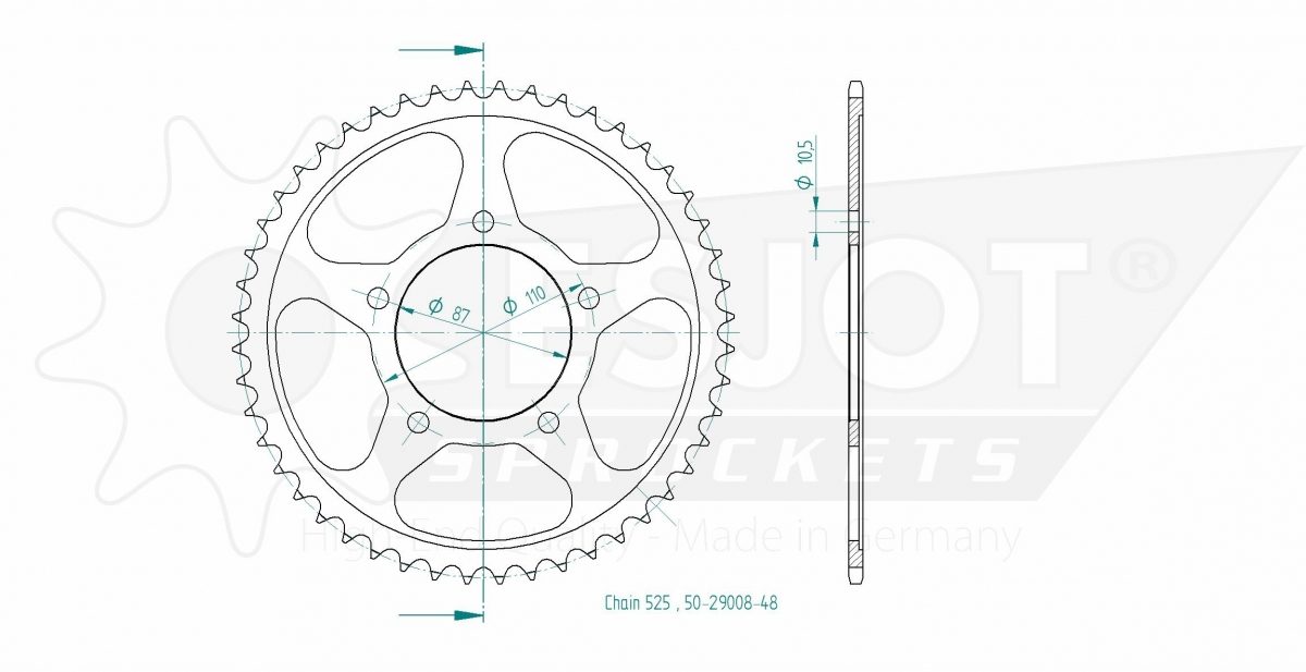 REAR STEEL 48T, 525
