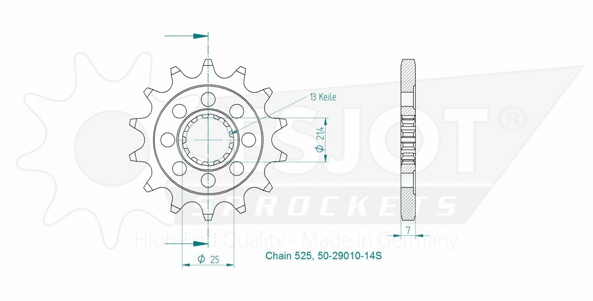 FRONT 14T, LIGHT, 525