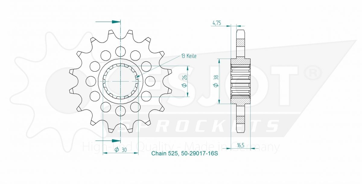 FRONT 16T, LIGHT, 525
