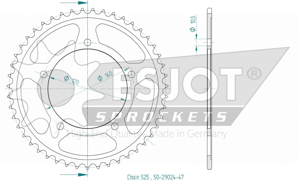 REAR STEEL 47T, 525