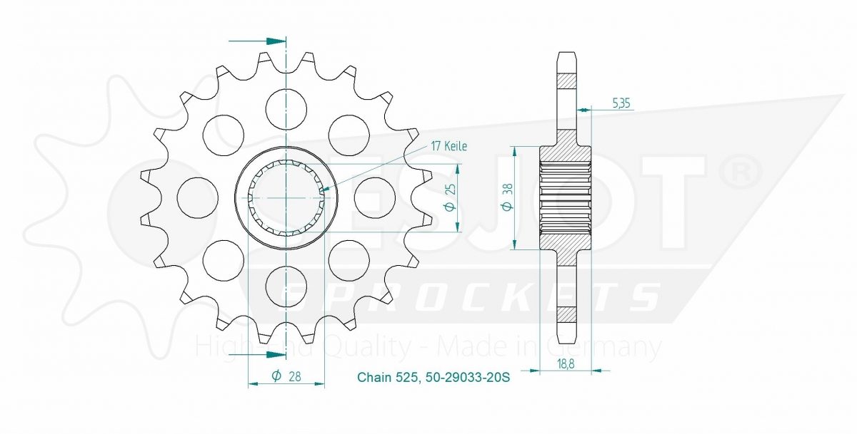 FRONT 20T, LIGHT, 525