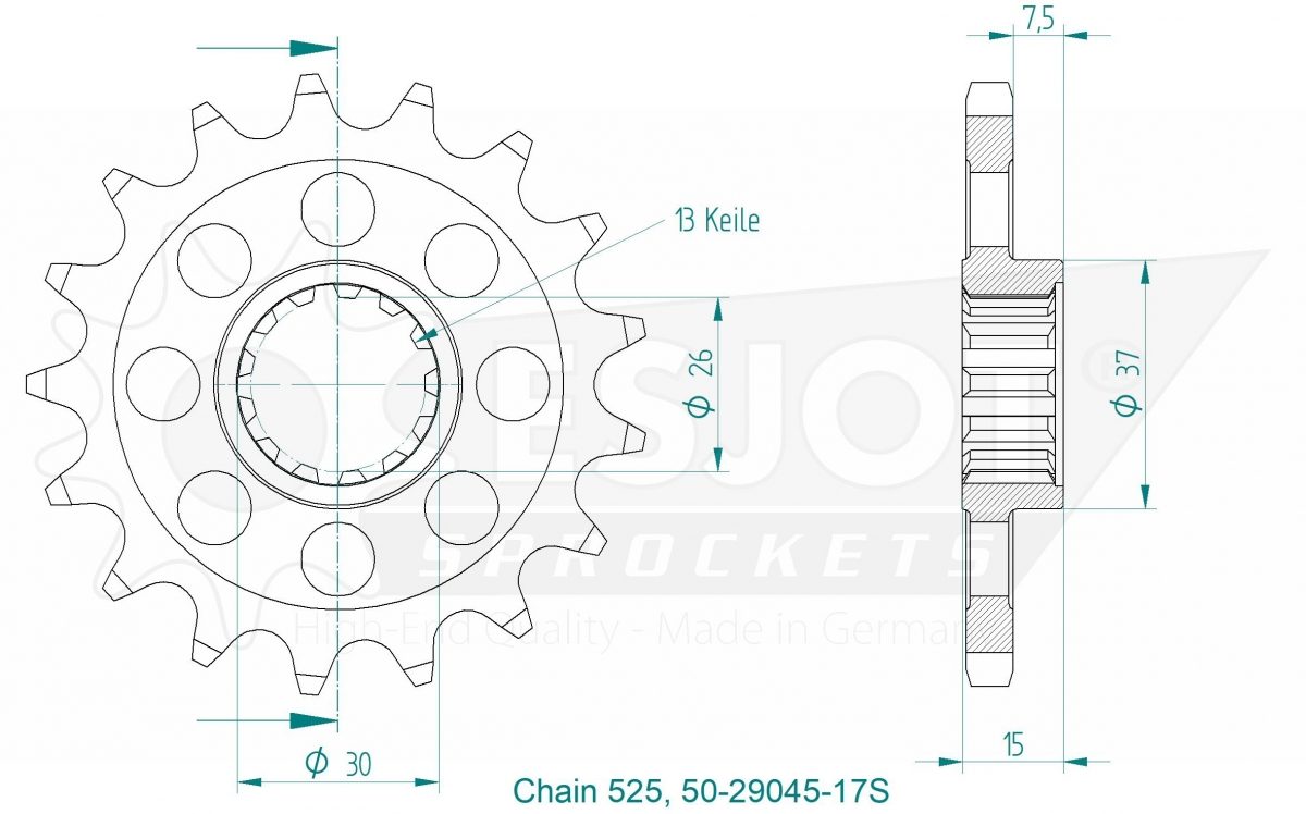 FRONT 17T, LIGHT, 525