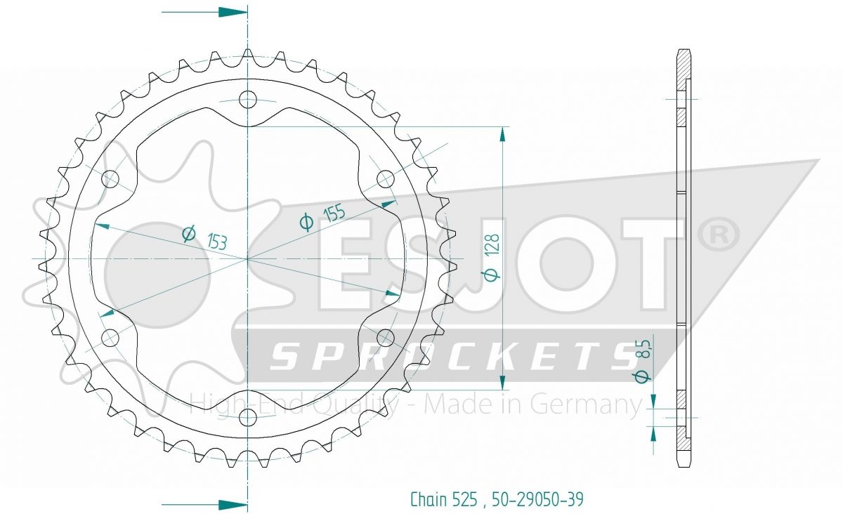 REAR STEEL 39T, 525