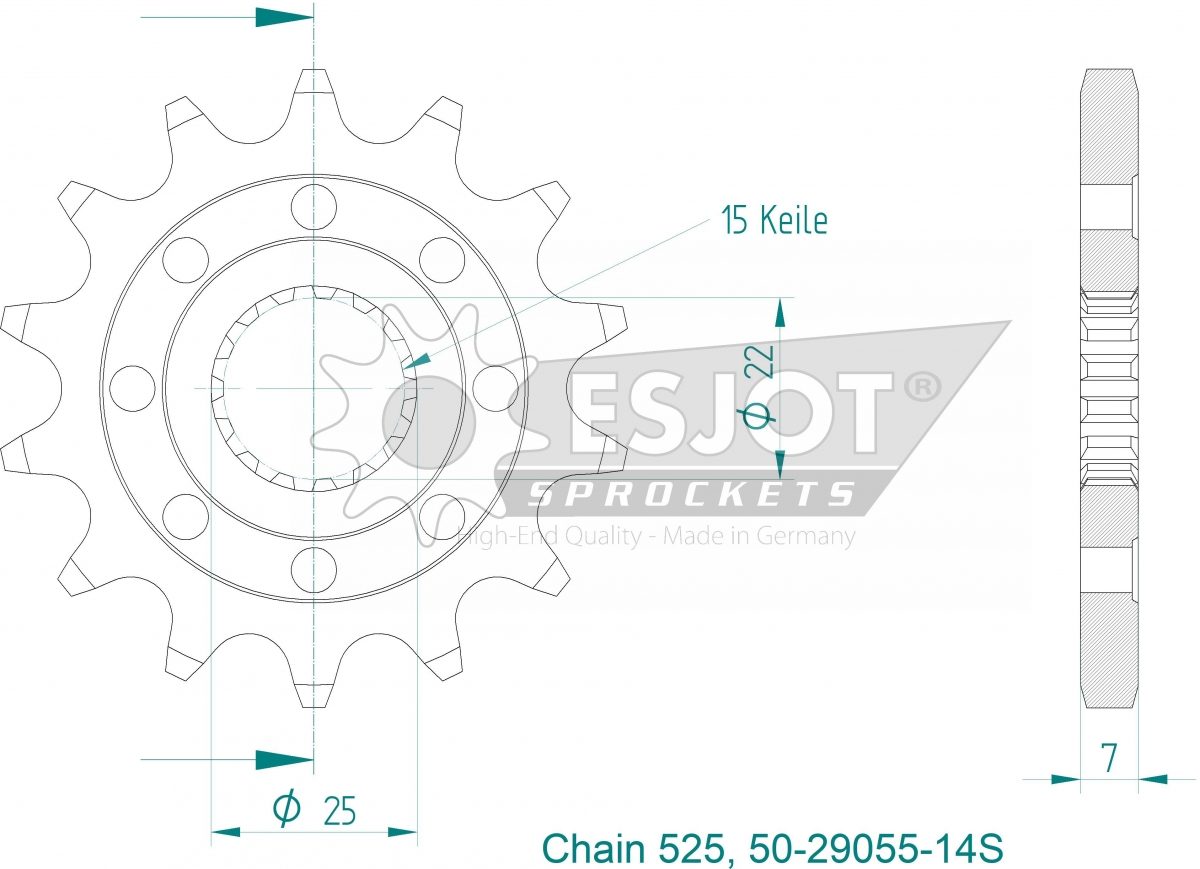 FRONT 14T, LIGHT, 525